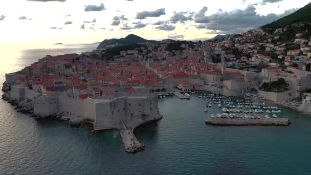 Luchtfoto Van Oude Stad Dubrovnik Stad Kroatië — Stockvideo