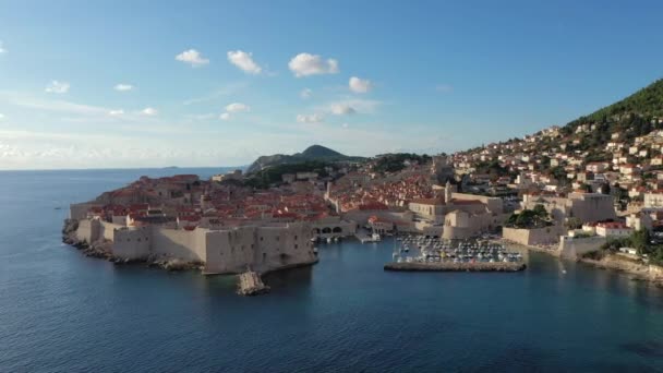 Flygfoto Över Gamla Stan Dubrovnik City Kroatien — Stockvideo