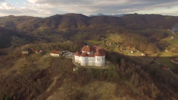 Aerial View Veliki Tabor Castle Zagorje Zagreb Croatia — Stock Video