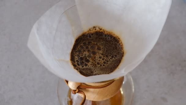 Barista Preparing Special Brew Coffee Pouring Coffee Concept Third Wave — Stock Video