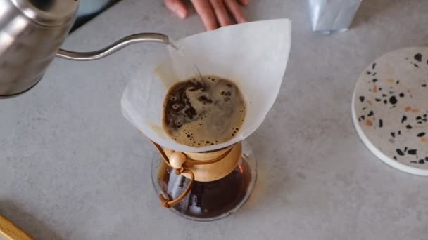 Barista Preparando Café Especial Brew Servir Café Conceito Para Cafés — Vídeo de Stock