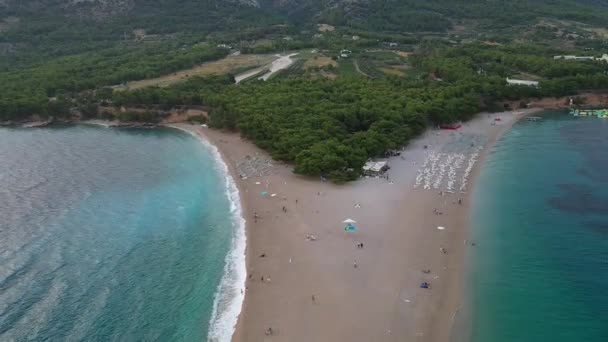 Vue Aérienne Zlatni Rat Une Des Plages Les Célèbres Monde — Video