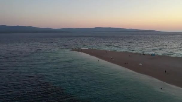 Zlatni Rat Hava Manzarası Dünyanın Ünlü Plajlarından Biri Güzel Adriyatik — Stok video