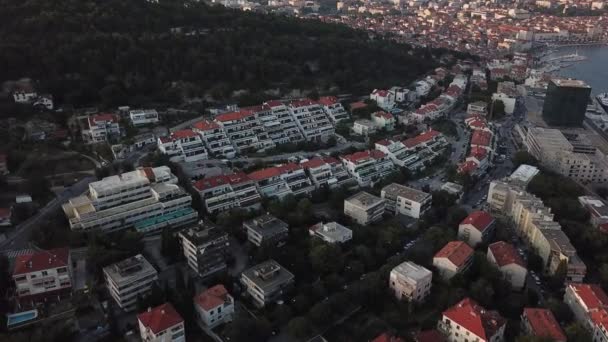 Video Aereo Split Croazia Città Vicino Mare Adriatico Bellissima Costa — Video Stock