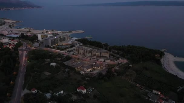 Video Aereo Split Croazia Città Vicino Mare Adriatico Bellissima Costa — Video Stock