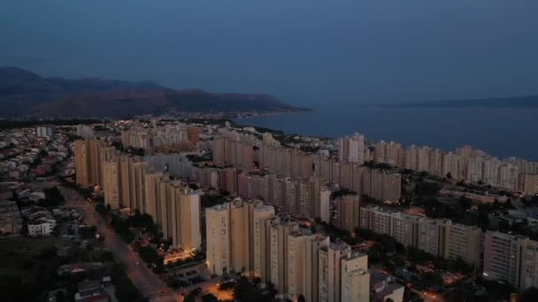 Video Aereo Split Croazia Città Vicino Mare Adriatico Bellissima Costa — Video Stock