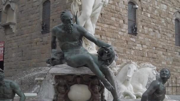 Skulpturer Piazza Della Signoria Florens Italien — Stockvideo