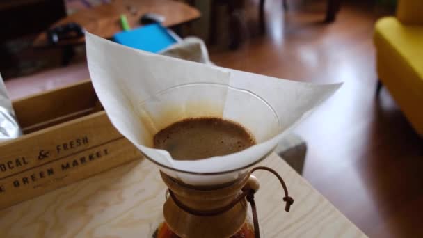 Кофе Пивоварения Бумажный Фильтр Кофе Третьей Волны — стоковое видео