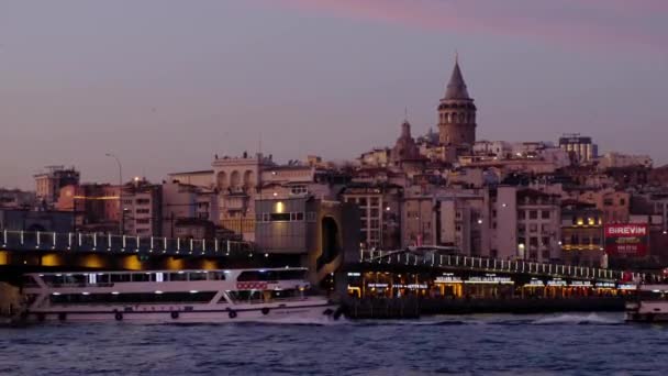 Istanbul Turki 2020 Matahari Terbenam Pada Jam Magis Menara Galata — Stok Video