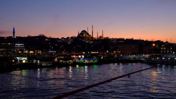 Istanbul Turki 2020 Matahari Terbenam Pada Jam Magis Menara Galata — Stok Video