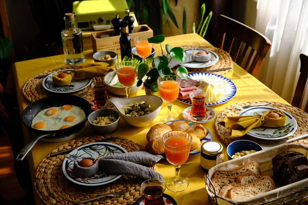 Easter Breakfast Cosy Home Environment Warm Breakfast Table — Stock Photo, Image