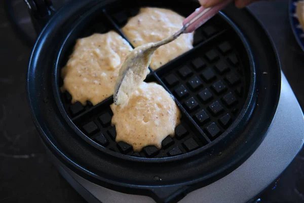 Preparing Homemade Healthy Waffles — Stock Photo, Image
