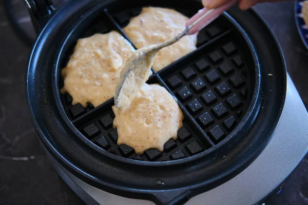 Preparing Homemade Healthy Waffles — Stock Photo, Image