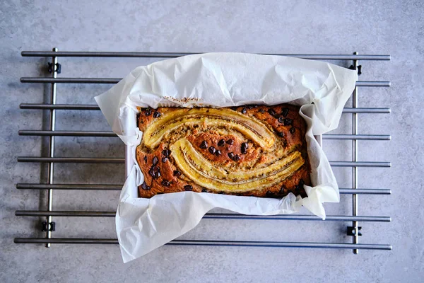 Pan Plátano Casero Con Chispas Chocolate —  Fotos de Stock