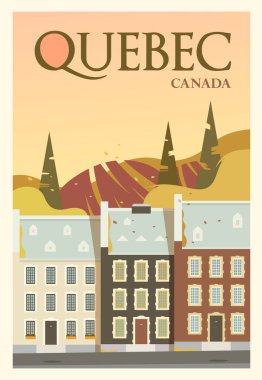 Time to travel. Around the world. Quality vector poster. Quebec. clipart