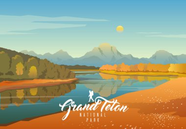 Grand Teton Ulusal Parkı. Wyoming doğası. Moran..