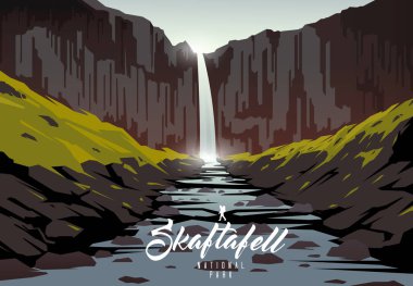 Skaftafell Ulusal Parkı. İzlanda doğası. Svartifoss şelalesi.