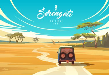 Serengeti Milli Parkı. Tanzanya 'nın doğası. Savannah..