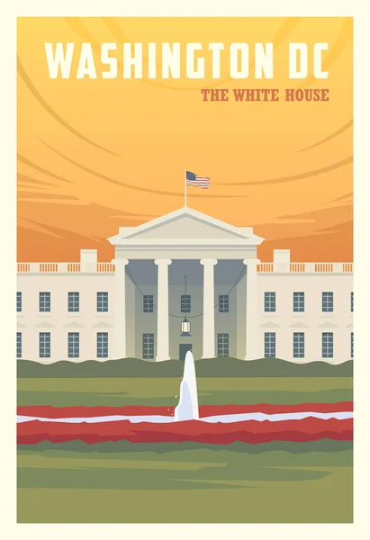Seyahat zamanı. Dünyanın her yerinde. Kaliteli vektör posteri. Beyaz Saray. — Stok Vektör