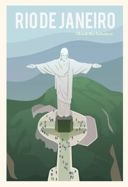 Tiempo para viajar. En todo el mundo. Cartel vectorial calidad. Cristo Redentor . — Vector de stock