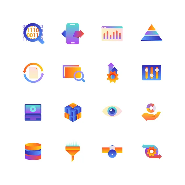 Conjunto de datos. Iconos de gradiente vectorial. Color editable. 48x48 — Archivo Imágenes Vectoriales