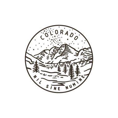 Vintage vektör yuvarlak etiketi. Colorado Dağları. Ulusal Park