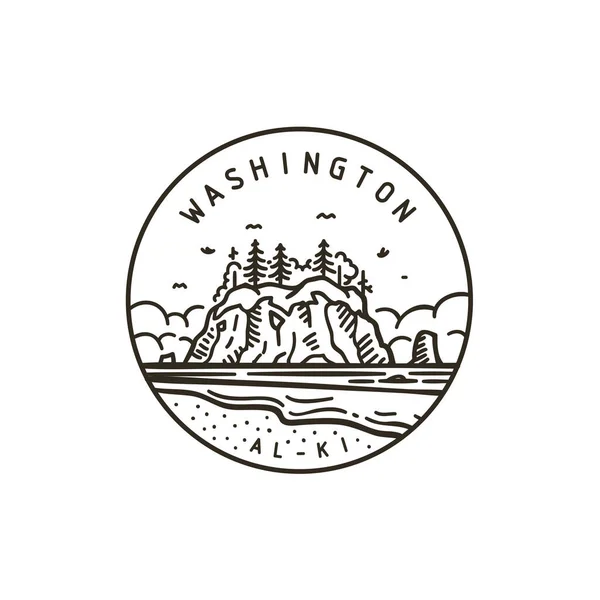 Vintage Vector Label Washington Island National Park — Stock Vector