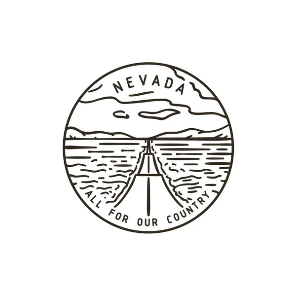 Vintage Vector Label Nevada Road Desert — Stock Vector
