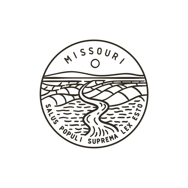 Vintage Vector Label Řeka Missouri Stát Missouri — Stockový vektor