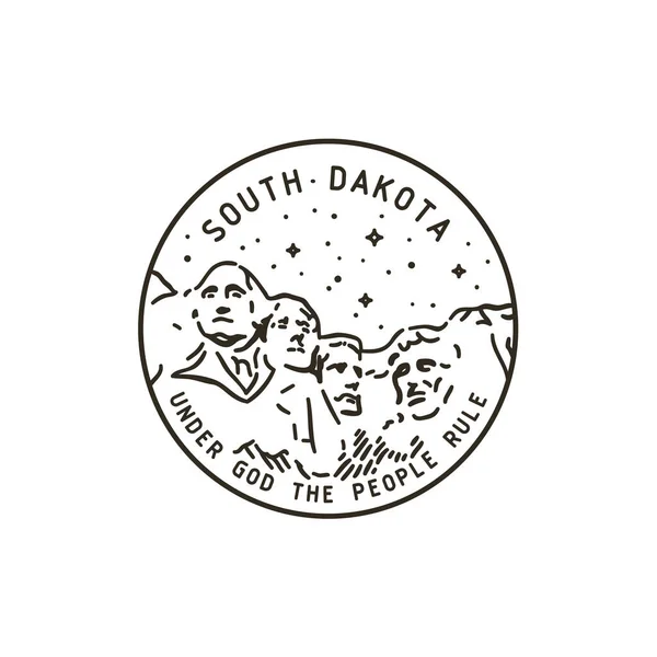Etichetta Rotonda Vettoriale Vintage Dakota Del Sud Rushmore — Vettoriale Stock
