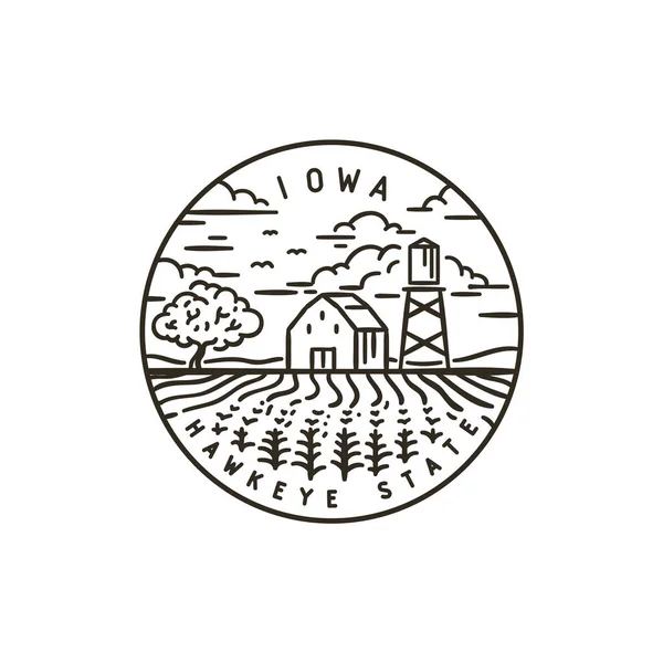 Vintage Vector Label Iowa Kukuřičné Pole — Stockový vektor