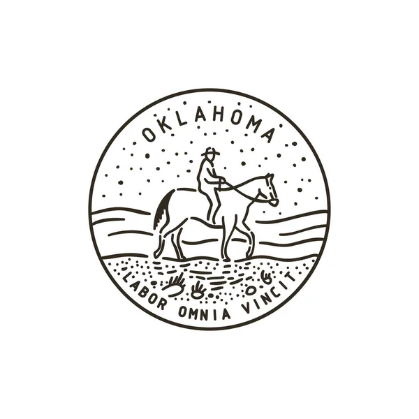 Klasyczna Etykieta Wektorowa Oklahoma Kowboj Koniu — Wektor stockowy