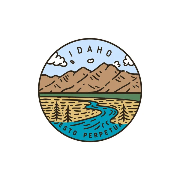 Vintage Vector Label Idaho Teton River Národní Park — Stockový vektor