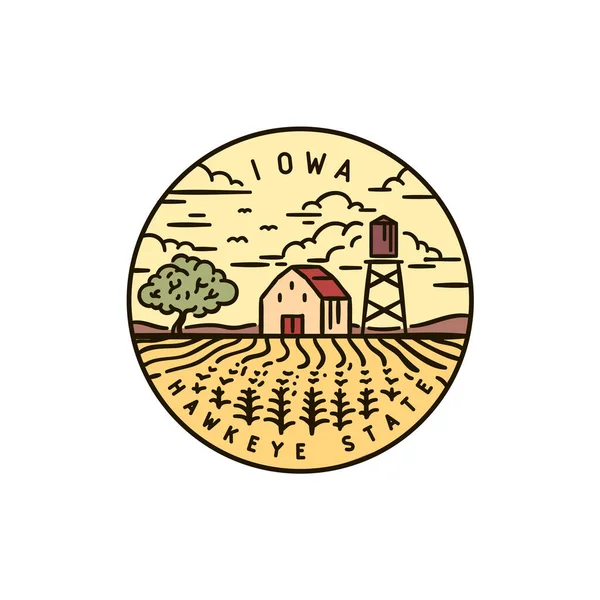 Vintage Vector Label Iowa Kukuřičné Pole — Stockový vektor
