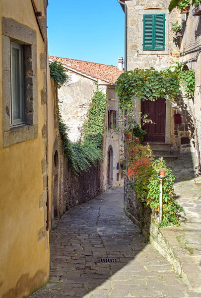 Alley of the historic village in tuscany, italy