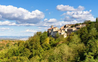 Scansano, Toskana, İtalya, Scansano Köyü, Grosseto eyaletinde panoramik manzaralı