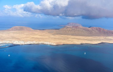 La Graciosa Island, Kanarya Adaları, İspanya, Mirador del Rio, Lanzarote görünümünden