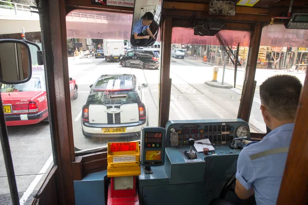 Hong kong s.a.r. - 13. Juli 2017: Innenansicht Tram oder ding ding — Stockfoto