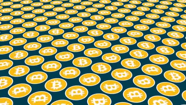 Bitcoin Criptomoeda Girando Fundo Moedas — Vídeo de Stock