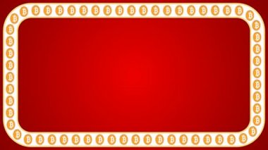 Bitcoin cryptocurrency kırmızı arka plan dikdörtgen kenarlık çerçeve büyük başlığı