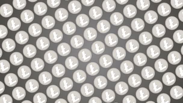 Litecoin κρυπτονόμισμα φόντο κέρματα επισκεψιμότητα διαγώνια μοτίβο — Αρχείο Βίντεο