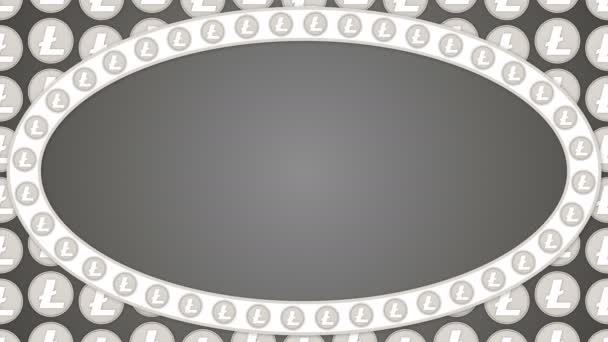 Litecoin cryptocurrency background ellipse border frame — Stock Video