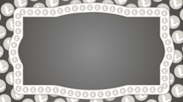 Litecoin cryptocurrency background vintage border frame — Stock Video