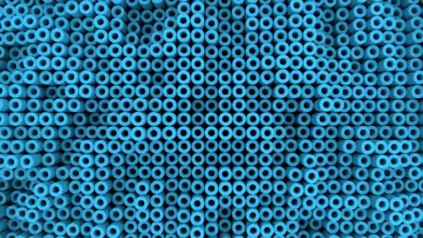 Oppervlak Met Bewegende Blauwe Cilinders Animatie Achtergrond — Stockvideo