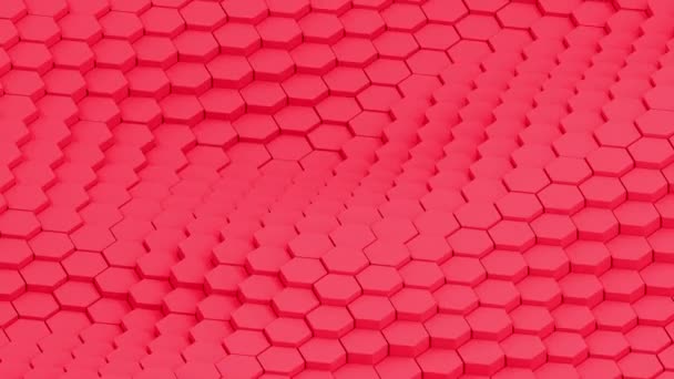 Surface Moving Hexagonal Red Pillars Animation Background — Stock Video