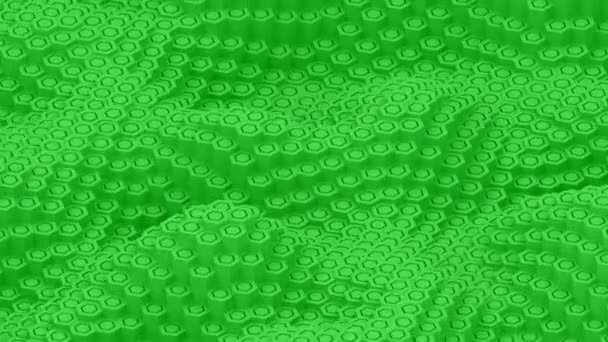 Hexagon Bewegende Oppervlak Groene Pilaren Animatie Achtergrond — Stockvideo