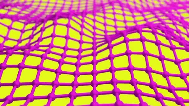 Atomstruktur Molekulares Geometrisches Gitter Rosa Und Gelbliche Oberfläche — Stockvideo