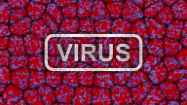 Mensaje Virus Pixel Ordenador Animación Pantalla Roja — Vídeos de Stock