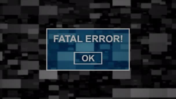 Fatale Fehlermeldung Pixel Computerbildschirm Animation — Stockvideo