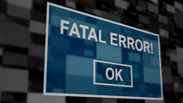 Fatal Error Message Pixel Computer Screen Animation Close — Stock Video